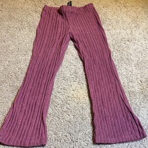 Cozy Kids Ribbed Pants in Plum